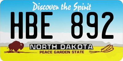 ND license plate HBE892
