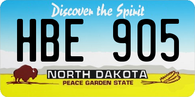 ND license plate HBE905