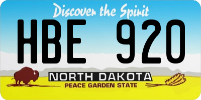ND license plate HBE920