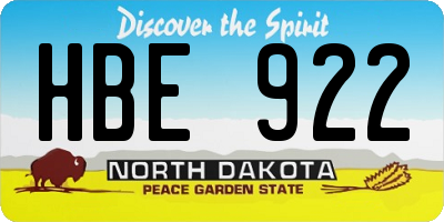 ND license plate HBE922
