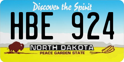 ND license plate HBE924