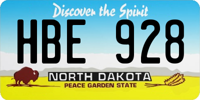 ND license plate HBE928