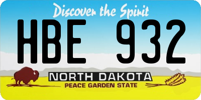 ND license plate HBE932