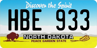 ND license plate HBE933