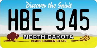 ND license plate HBE945