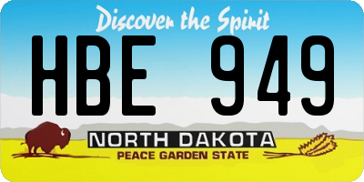 ND license plate HBE949