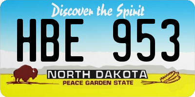 ND license plate HBE953