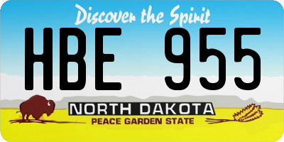 ND license plate HBE955