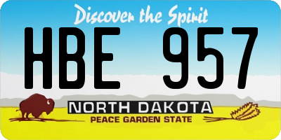 ND license plate HBE957