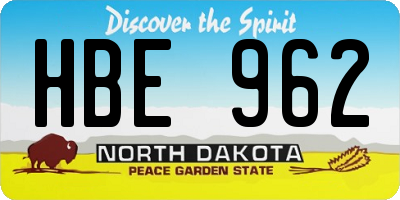 ND license plate HBE962