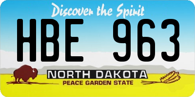 ND license plate HBE963