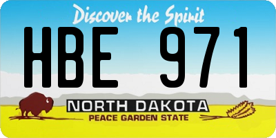 ND license plate HBE971