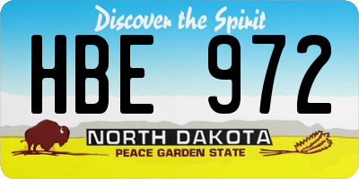 ND license plate HBE972