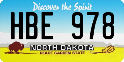 ND license plate HBE978