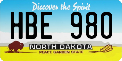 ND license plate HBE980