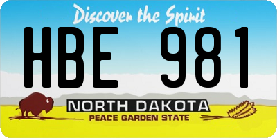 ND license plate HBE981