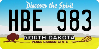 ND license plate HBE983
