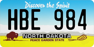 ND license plate HBE984