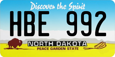 ND license plate HBE992