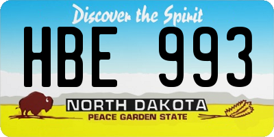 ND license plate HBE993