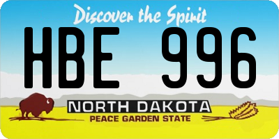 ND license plate HBE996