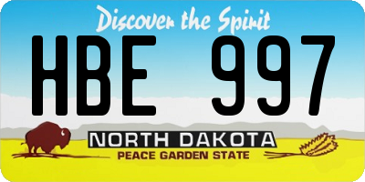 ND license plate HBE997