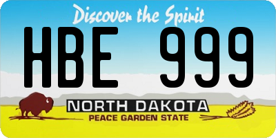 ND license plate HBE999