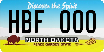 ND license plate HBF000