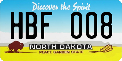 ND license plate HBF008