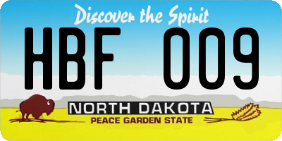 ND license plate HBF009