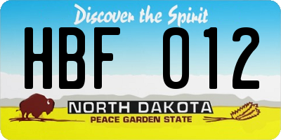 ND license plate HBF012
