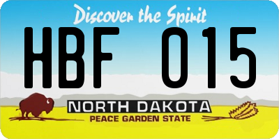 ND license plate HBF015