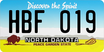ND license plate HBF019