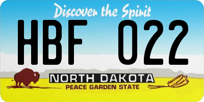 ND license plate HBF022