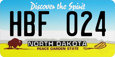 ND license plate HBF024