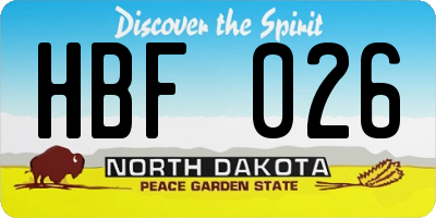ND license plate HBF026