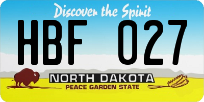 ND license plate HBF027