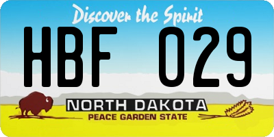 ND license plate HBF029