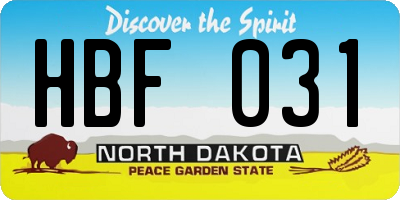 ND license plate HBF031