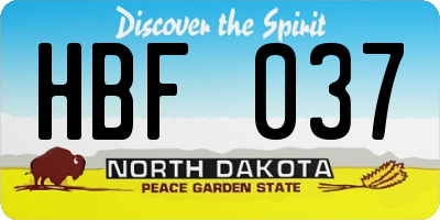 ND license plate HBF037