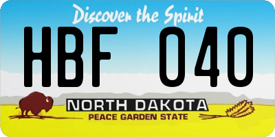 ND license plate HBF040