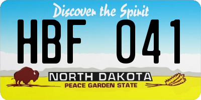 ND license plate HBF041