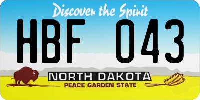 ND license plate HBF043