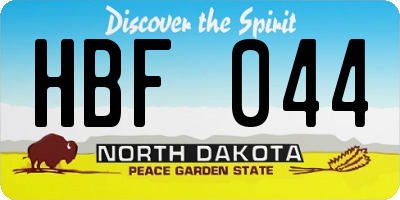 ND license plate HBF044
