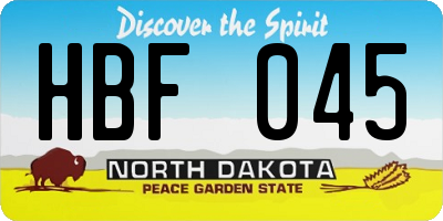 ND license plate HBF045