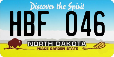 ND license plate HBF046