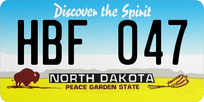 ND license plate HBF047