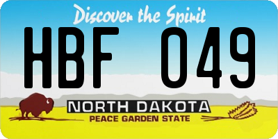 ND license plate HBF049