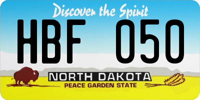 ND license plate HBF050