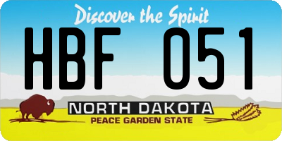 ND license plate HBF051